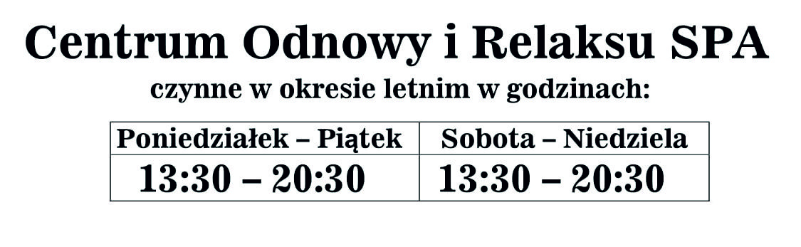 godziny spa wakacje